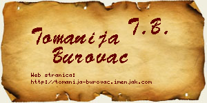 Tomanija Burovac vizit kartica